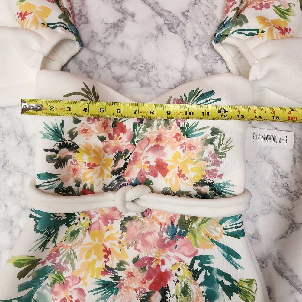 Off The Shoulder White Dress w/ Floral Print - Picture 5 of 10